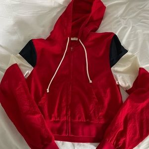 Red white and blue windbreaker